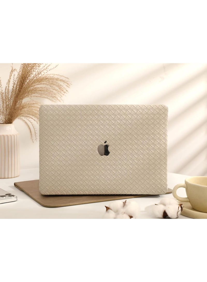 Woven Leather Hard Case for MacBook Pro 13 Inch (Models 2016 2017 2018 2019 2020 & M1 2020),Compatible with A1708 A1706 A1989 A2159 A2251 A2289 A2338, Slim Scratch Resistant Laptop Cover (Gold) - Image 1